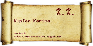Kupfer Karina névjegykártya